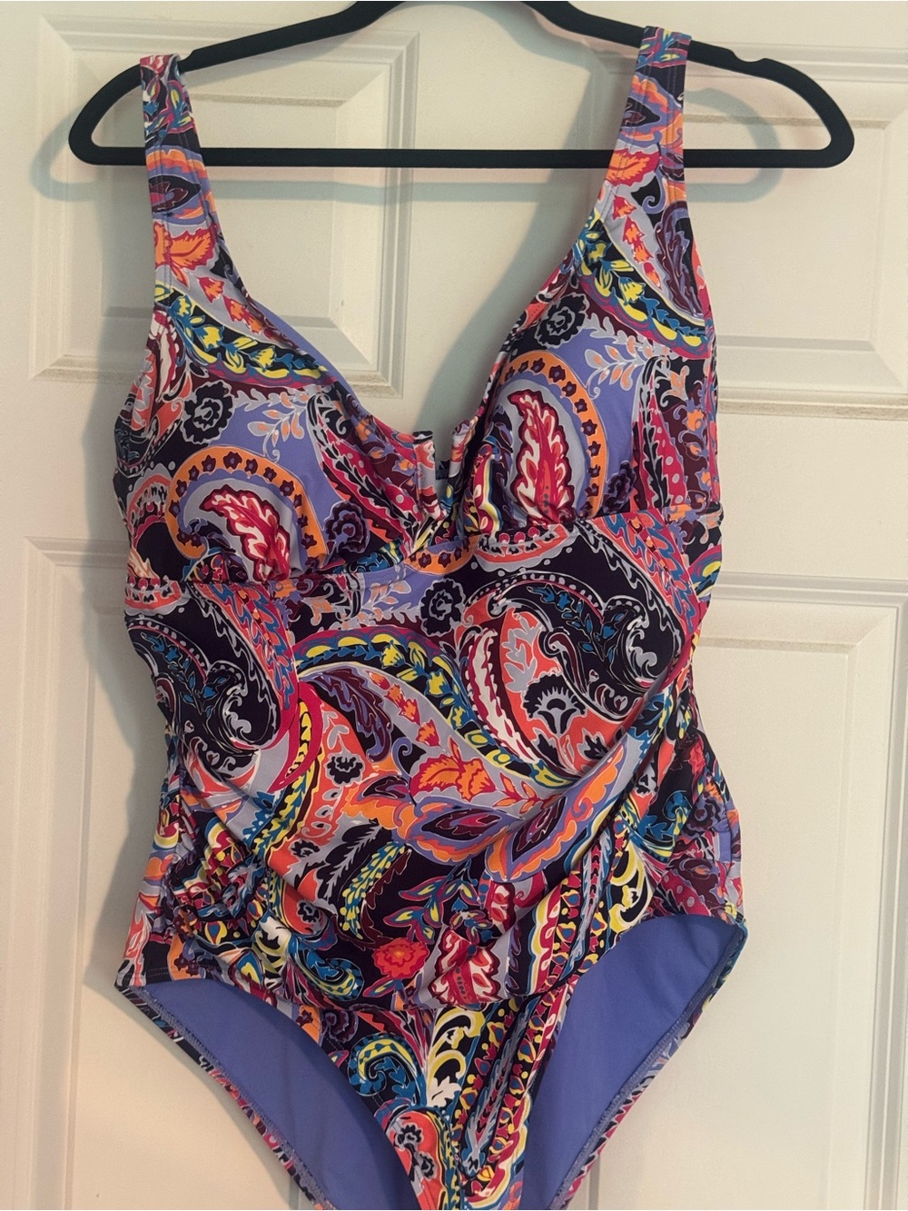 Anna Sui Purple-Pink Paisley One-Piece Swimsuit